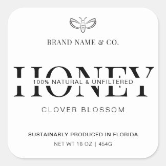Honey Jar Label Minimalist Black & White Packaging