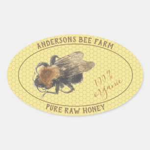 Honey Jar Label    Vintage Honeybee & Honeycomb