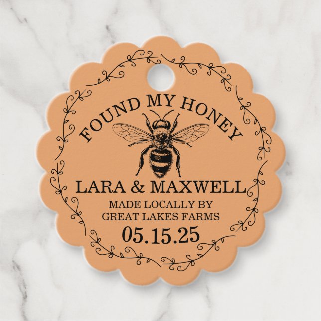 Honey Jar Labels for Wedding Favours (Front)