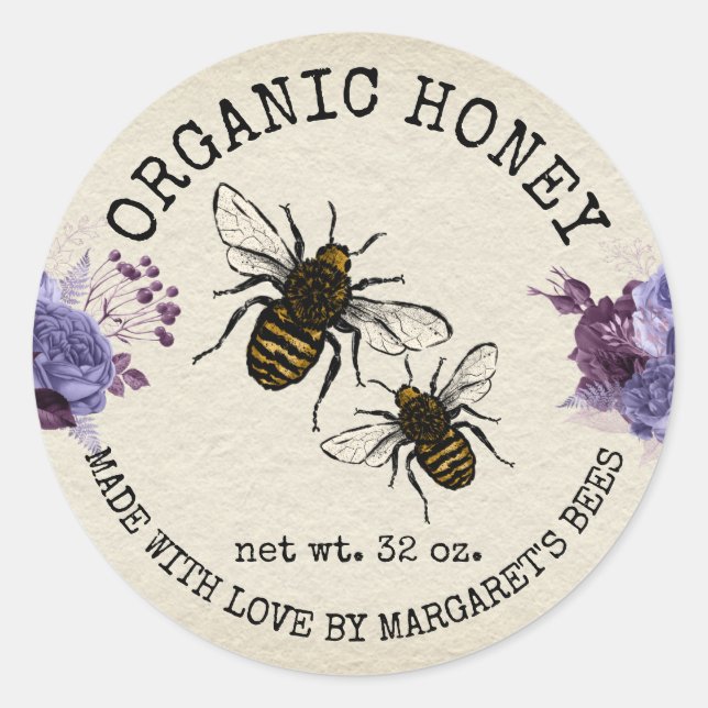 Honey Jar Labels Honeybee Honeycomb Bee Apiary (Front)