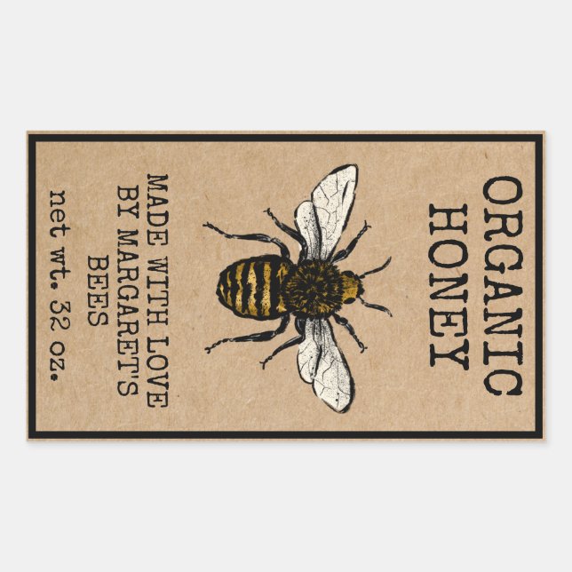 Honey Jar Labels Honeybee Honeycomb Bee Apiary (Front)