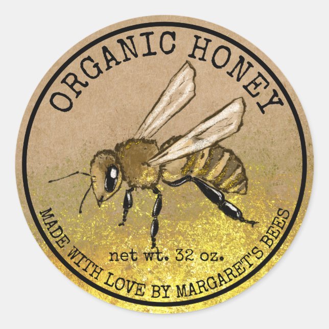 Honey Jar Labels Honeybee Honeycomb Bee Apiary (Front)