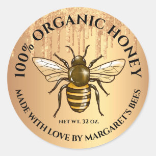 Honey Jar Labels Honeybee Honeycomb Bee Apiary