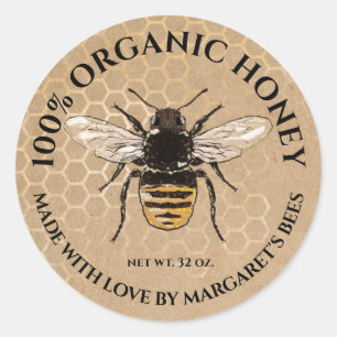 Honey Jar Labels Honeybee Honeycomb Bee Product