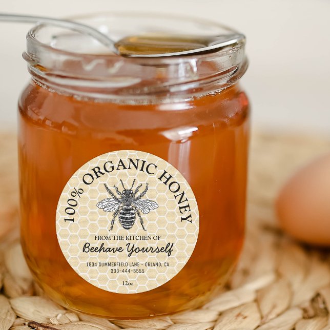 Honey Jar Labels | Honeybee Honeycomb Food (Creator Uploaded)