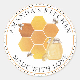 Honey Jar Labels Honeybees Honeycomb Bees