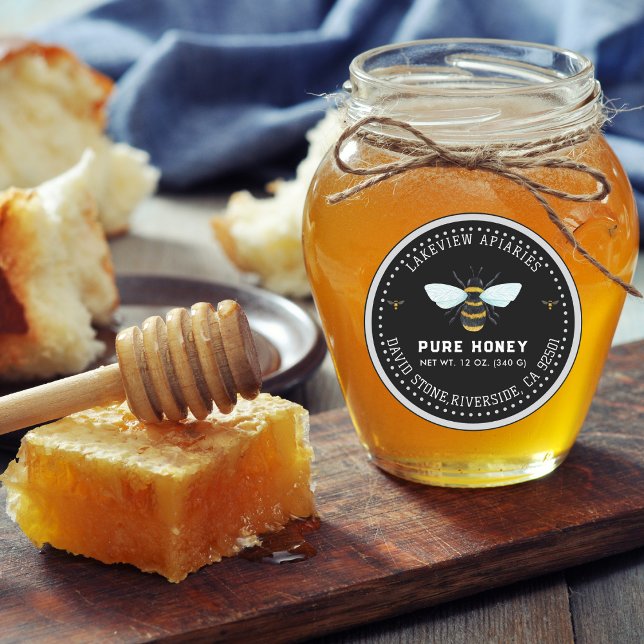 Honey Jar Labels | Pure Honey Custom Level (Honey Jar Square Level )