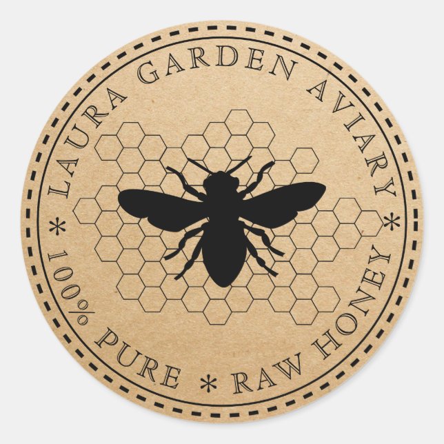 Honey jar lid label for Bee Comb Apiary (Front)