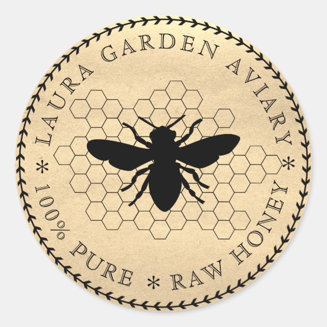 Honey jar lid label for Bee Comb Apiary (Front)