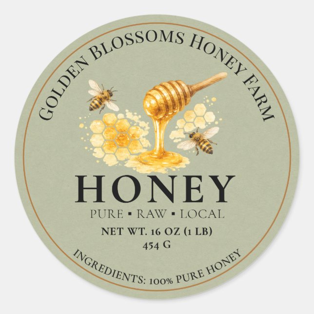 Honey Jar Product Labels - Sage Apiary Stickers (Front)