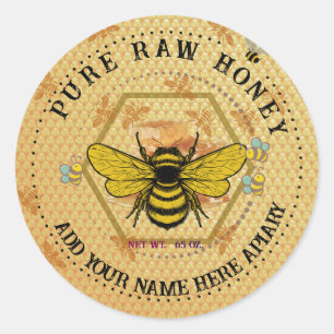Honey Jar Stickers   Bee & Honeycomb Apiary Labels