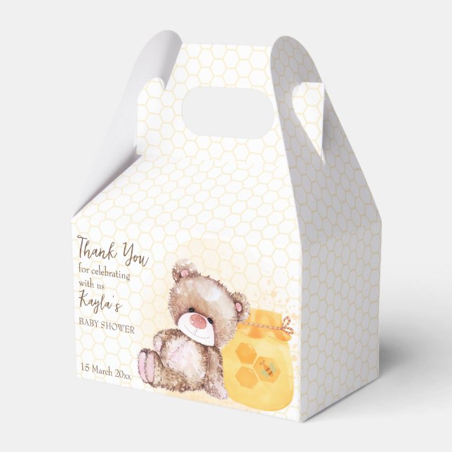 Honey jar teddy bear bearly wait baby shower favour box (Front Side)
