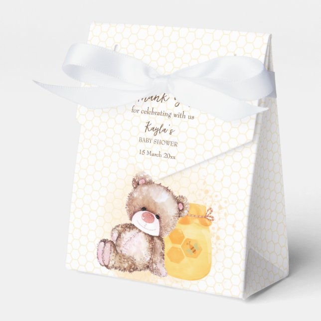 Honey jar teddy bear bearly wait baby shower  favour box (Front Side)