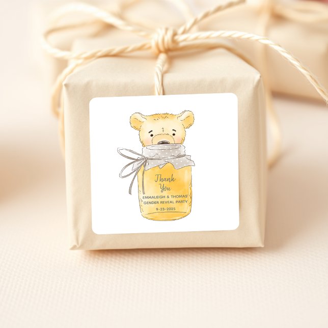 Honey Jar Teddy Bear Thank You Square Sticker (Creator Uploaded)
