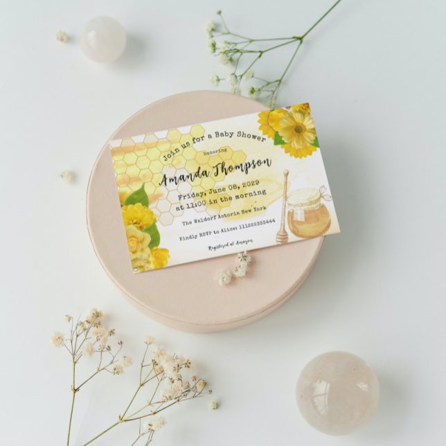 Honey Jar Yellow Green Mother to Bee Baby Shower Invitation (Creator Uploaded)