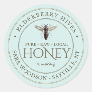 Honey Label 19th Century Queen Bee in Seafoam
