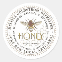  Honey Label Bee on Honeycomb Metallic Gold