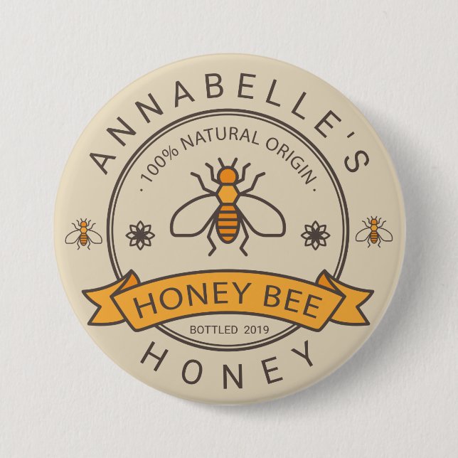 Honey Label Personalise 7.5 Cm Round Badge (Front)