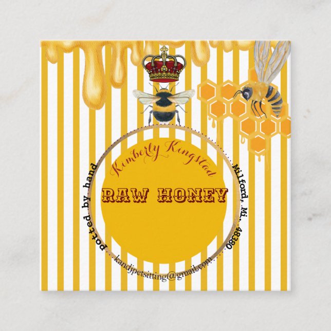 honey label  square business card (Front)