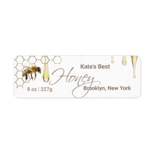 Honey Label with Honeycomb, Drip & Bee