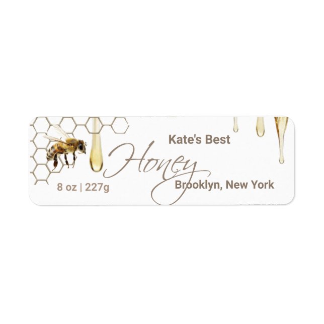 Honey Label with Honeycomb, Drip & Bee (Front)