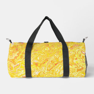Honey Lemon Yellow Marble Texture Abstract Liquid Duffle Bag