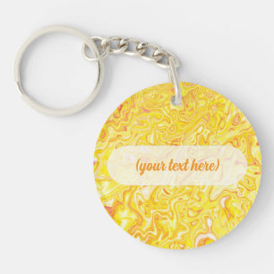 Honey Lemon Yellow Marble Texture Abstract Liquid Key Ring