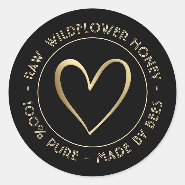 HONEY LID JAR LABEL -  100% PURE MADE BY BEES (Front)