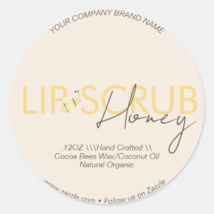 Honey Lip Scrub Business Packaging  Classic Round Sticker