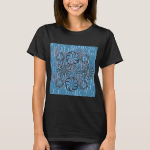 Honey Locust & First Spring Flower Radials on Blue T-Shirt