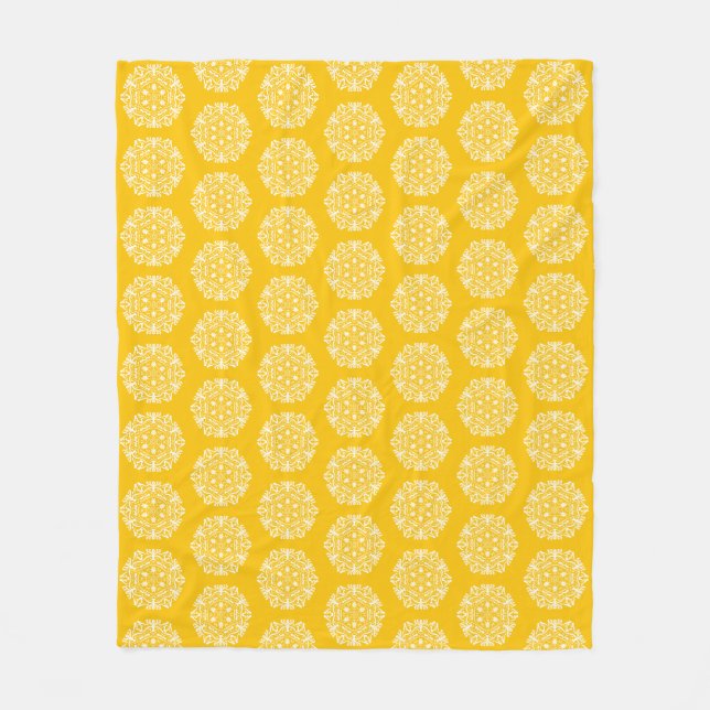 Honey Mandala Fleece Blanket (Front)
