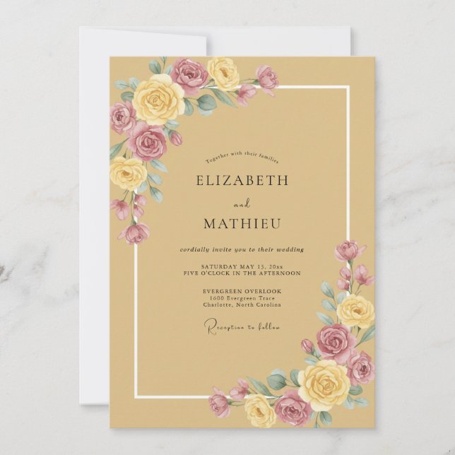 Honey Mauve Peony Wedding Invitation (Front)