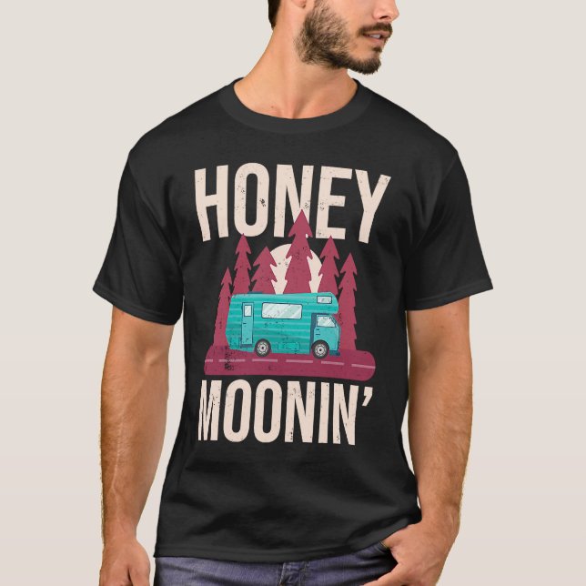 Honey Moonin Couples Wedding Just Married Matching T-Shirt (Front)