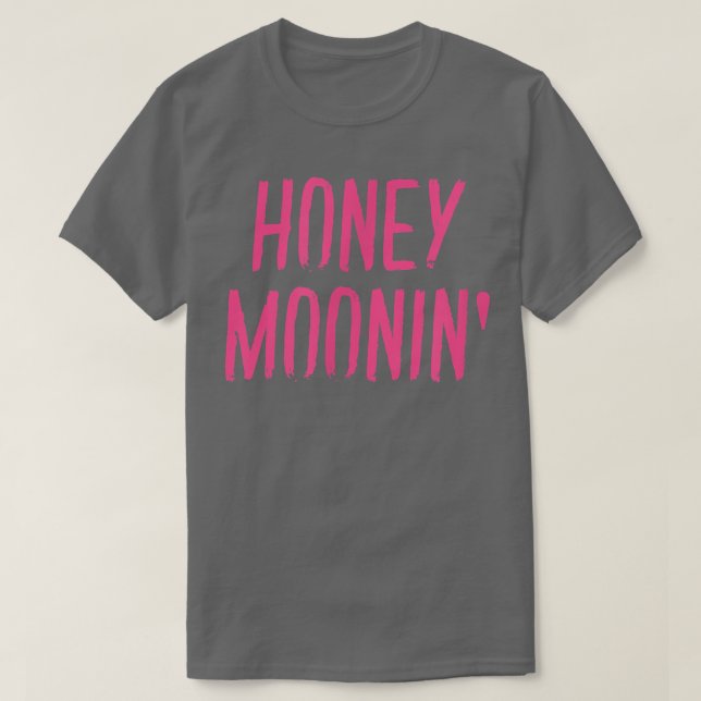 Honey MooninCouples Matching Honeymoon Pink Vintag T-Shirt (Design Front)