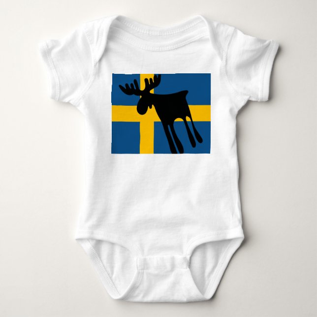 Honey / Moose with Swedish flag Baby Bodysuit (Front)