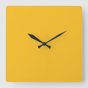 Honey Mustard Yellow Solid Trend Colour Background Square Wall Clock