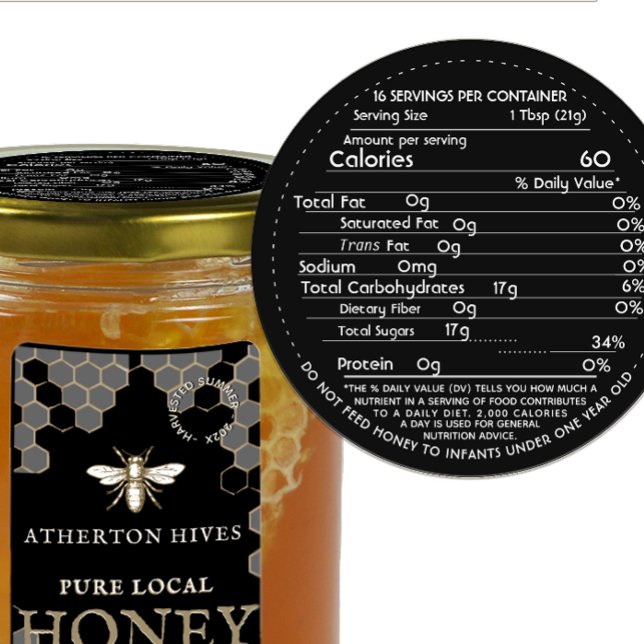 Honey Nutrition Facts Infant Warning Lid Label (Creator Uploaded)