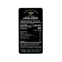 Honey Nutrition Facts with Infant Warning & Bee   