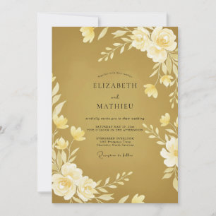 Honey Ochre Leafy Wedding Invitation