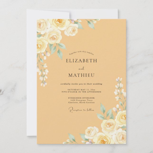 Honey Painted Wedding Invitation (Front)