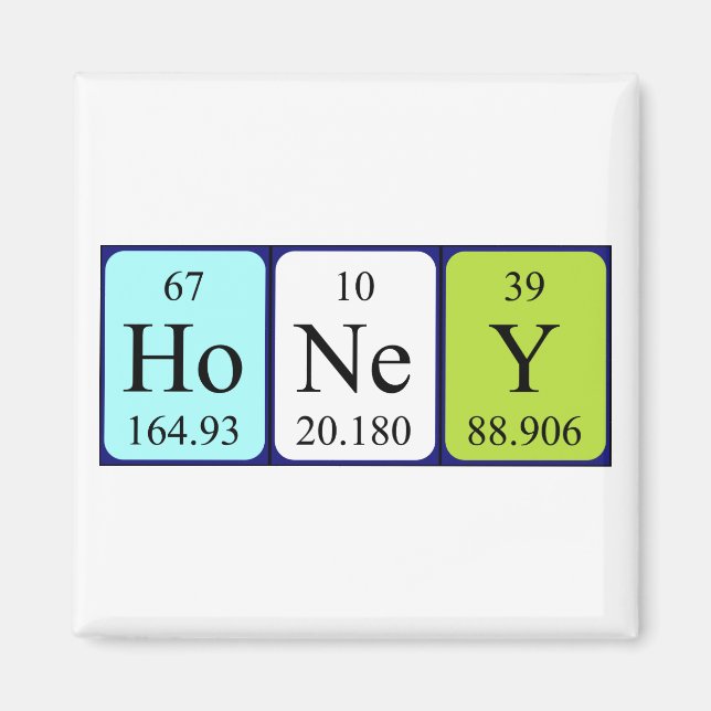 Honey periodic table name magnet (Front)