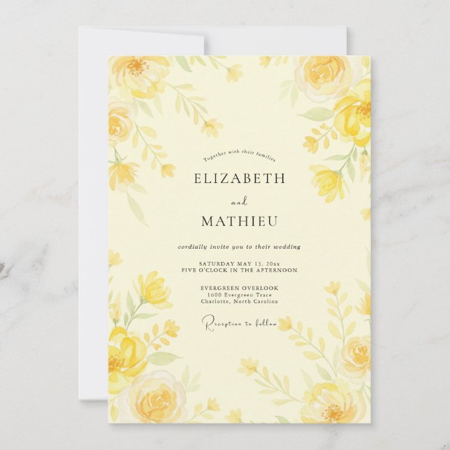Honey Petal Painted Wedding Invitation (Front)
