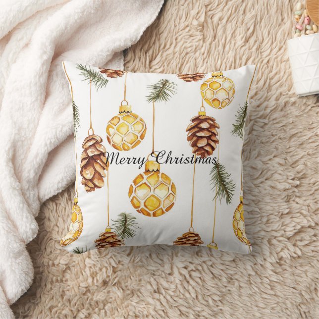 Honey Pine Cones Christmas Cushion (Blanket)