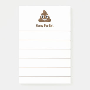 Honey Poo List Funny Poo Emoji Post-it Notes