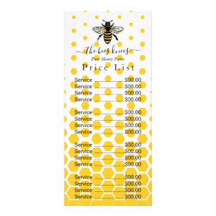 Honey Price List   Custom Price list Rack Card