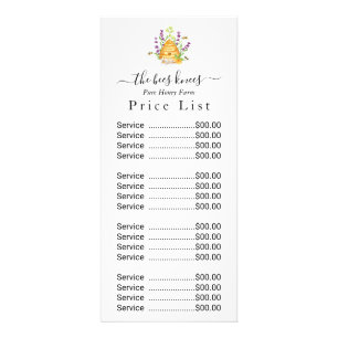 Honey Price List Custom Price list Rack Card