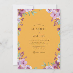 Honey Purple Petal Wedding Invitation