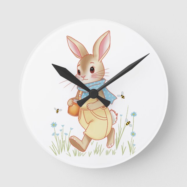 Honey Rabbit Round Clock (Front)