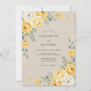 Honey Sage Romantic Floral Wedding Invitation