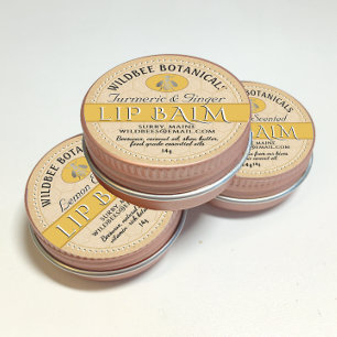 Honey Scented Kraft Beeswax Lip Balm Dotted Border Classic Round Sticker